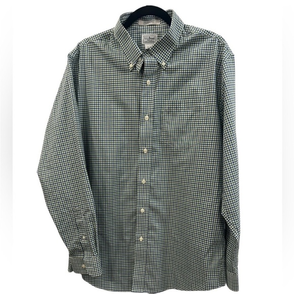 L.L. Bean Green Gingham Casual Button Down Shirt - Picture 1 of 3